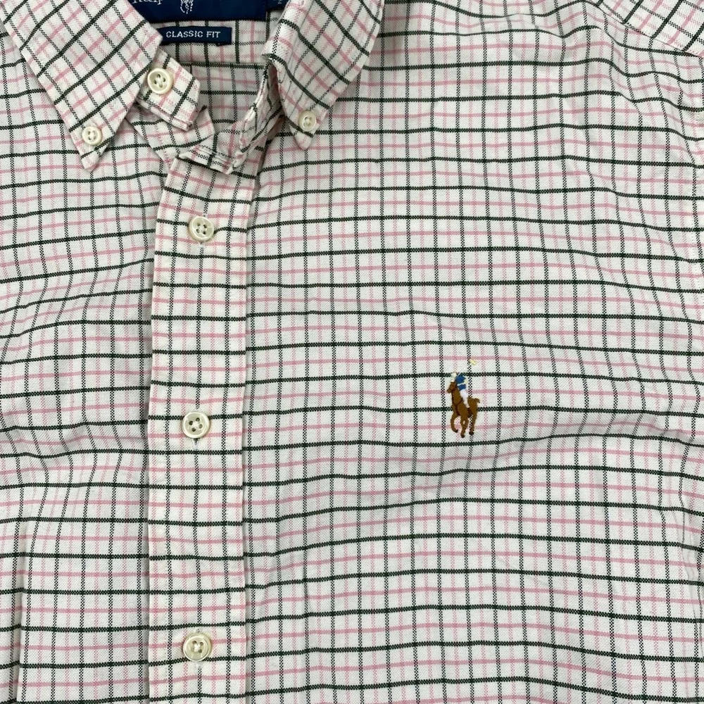 Ralph Lauren Mens Classic Fit Tattersall Check Button Down Shirt Pink Green L